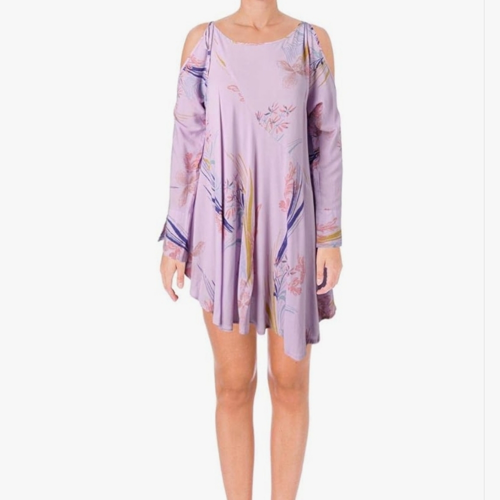 Free People Clear Skies Shift Dress, Purple,  Size S/P. Asymmetrical Hem
